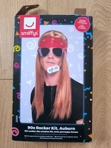 Nineties Rocker Wig Costume Set Auburn Hair Bandana Sunglasses