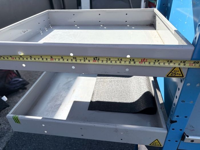 Bri-Stor van workbench, shelves and BOTT hooks