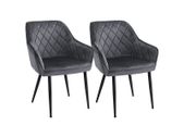 Set of 2 Dining Chairs Upholstered Chairs with Armrests Grey