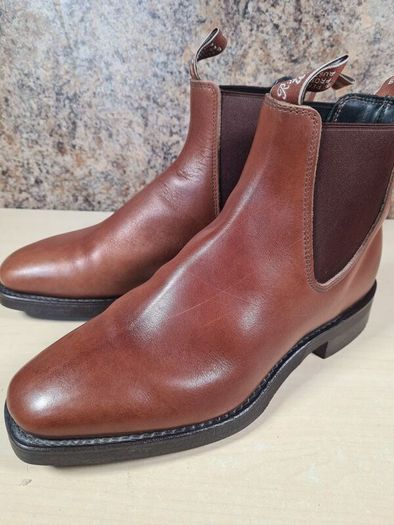 Mens Rm Williams Comfort Craftsman Chelsea Boots Dark Tan Size Uk 8 H Wide Foot