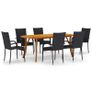 7 Piece Garden Dining Set Black Image 5