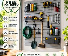 Heavy Duty PVC Garage Slatwall Panels 4ft x 4ft Grey Wall Storage Organiser