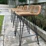 Set of 4 rattan/ bamboo bar stools with metal legs Image 4
