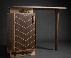 Walnut and Sycamore handcrafted bar cabinet