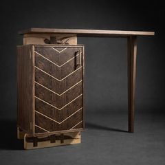 Walnut and Sycamore handcrafted bar cabinet