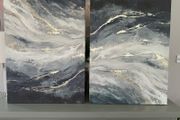 2 x Navy, blue, White &amp; Gold Canvases