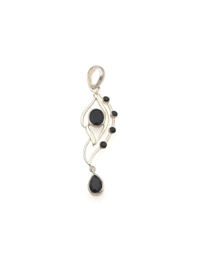 Vintage 925 Sterling Silver & Dark Smoky Quartz Pendant