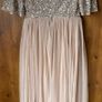 Maya Frosted Pink V Neckline Embellished Midi Dress Image 8