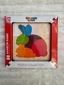 George Luck Puzzle Hape Rabbit 7pcs new Damaged Box Please see photos