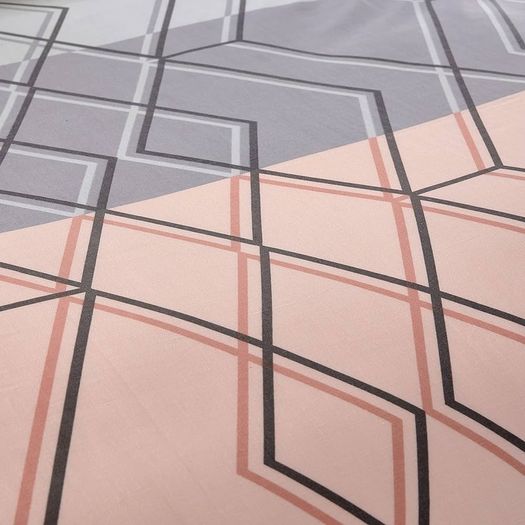 NEW SALE | Havanna Geo Duvet Cover Set Easy Care Quilt Bedding Sets With Pillowcases Luxury Cotton Blend Reversible Ultra Soft Bed Covers, Pink Double