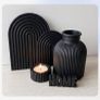 Modern 3D Printed Ribbed Home Decor Set - Minimalist Vase & Planter Image 5