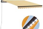 Manual Retractable Awning with LED 300x250 cm Yellow and White