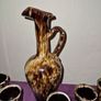 1950's French glazed ceramic wine jug and goblets Image 5