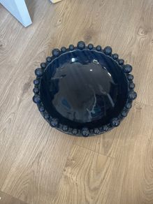 large bobble decorative ceramic bowl blue navy