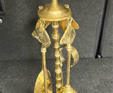 Vintage Brass Fireplace Tool Set. Tongs broken