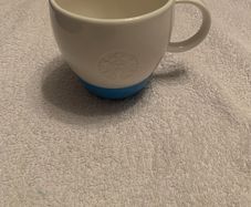 2014 Starbucks White Blue Two Tone with Mermaid Logo Coffee Cup 4in Mug 12oz New