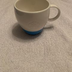 2014 Starbucks White Blue Two Tone with Mermaid Logo Coffee Cup 4in Mug 12oz New