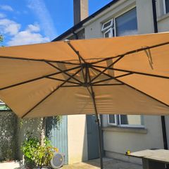 Large Rotating & Tilting Patio Garden Parasol Umbrella with Stand & Base Weights