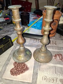 Beautiful Victorian Heavy Brass Candle Sticks, Postage Available