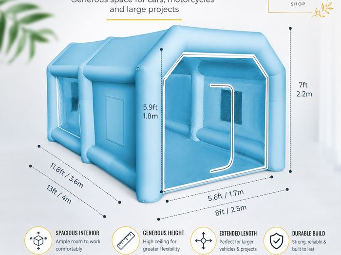 Inflatable Spray Booth Tent  Professional Paint Booth with Dual Blowers & Air Filtration