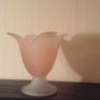 Pink tulip shaped frosted glass vase. Image 3