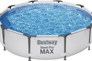MAX Steel Pro Round Frame Swimming Pool with Filter Pump, Grey, 10 ft, 305 x 305 x 76 cm (FREE POSTAG)