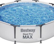MAX Steel Pro Round Frame Swimming Pool with Filter Pump, Grey, 10 ft, 305 x 305 x 76 cm (FREE SHIPPING)