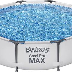 MAX Steel Pro Round Frame Swimming Pool with Filter Pump, Grey, 10 ft, 305 x 305 x 76 cm (FREE SHIPPING)