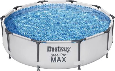 MAX Steel Pro Round Frame Swimming Pool with Filter Pump, Grey, 10 ft, 305 x 305 x 76 cm (FREE SHIPPING)