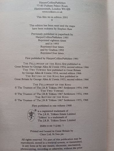 The Lord of the Rings One Volume by J.R.R. Tolkien (Vintage Fantasy Paperback 2001)