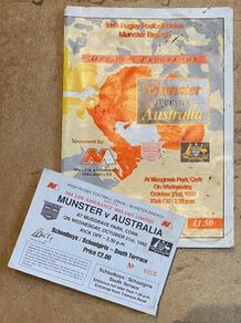 Very Rare 1992 Munster v Australia - Programme & Match Ticket