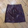 Dunnes Stores PU Leather Burgundy Skirt Image 2