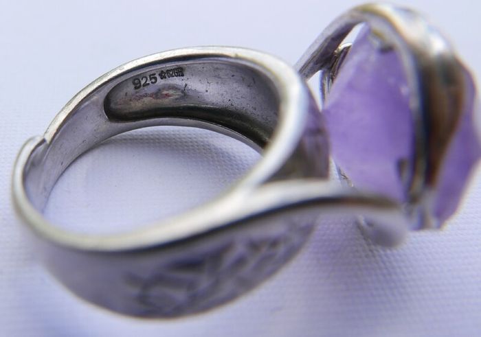Vintage 80s Sterling Silver 925 Amethyst Quartz Gecko Statement Ring Size T - 11,65g