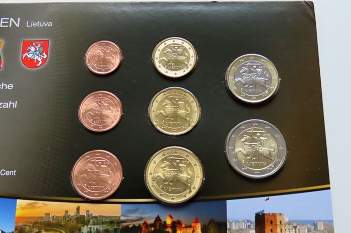 Lithuania first year euro coins set 2015 BUNC Lietuva