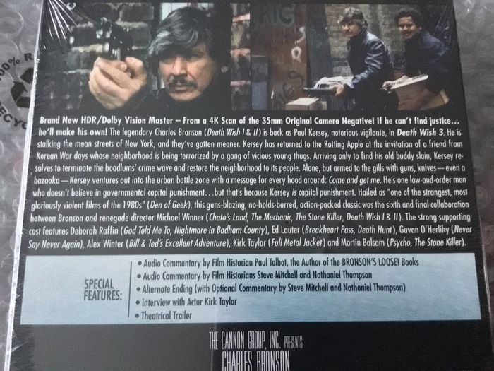 Death Wish 3 Sealed  4K Dolby Vision Slipcover Charles Bronson