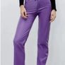 Zara Purple Faux Leather Straight Leg Trousers  Size XL UK 14 Image 8
