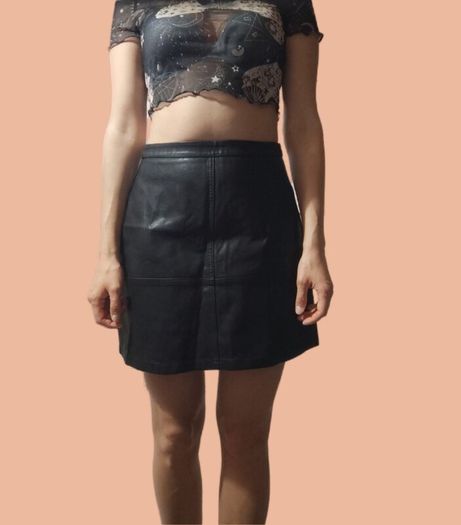 New Look black faux leather skirt, size 10