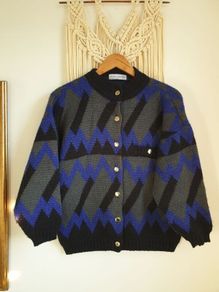 Rare Vintage 80s Wool Cardigan Size Small