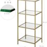 bathroom shelf, standing shelf, kitchen shelf, hallway shelf, living room shelf, plant shelf with 4 shelves made of tempered glass, stable, easy to assemble, living room, bedroom, office, gold-colored Image 3