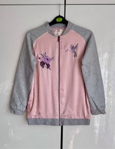 YD Girls Pink & Grey Embroidered Zip-Up Cardigan/Jacket - 12/13 Years