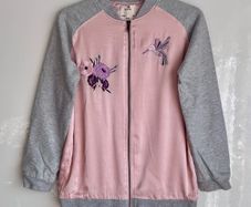 YD Girls Pink & Grey Embroidered Zip-Up Cardigan/Jacket - 12/13 Years