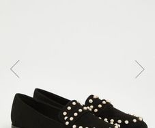 Gallery pearl studded black slipper  shoes size UK8 EU42 Postage included