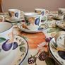 Set of 8 Vintage Staffordshire Tableware England Cups & Saucers  Plum / Fruit Pattern , Autumnal style Image 5