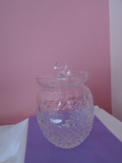 Cut glass lidded jar,Glass jar, Storage,Home decor,Gift