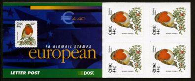 2002 Ireland Robin Self-adhesive Definitive Stamp Booklet Mint Never Hinged (MNH)