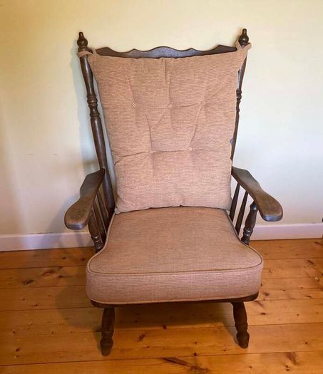 Vintage Wooden High Back Armchair | Solid & Comfortable