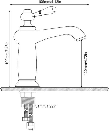 Luxury Victorian Basin Mixer Taps Chrome Mono Bathroom Cloakroom Sink Tap Hot and Cold Classic Faucet (Chrome)