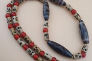 Vintage Himalayan Tibetan Eyes Agate &amp; Whiteheart Glass Beads Necklace