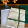 Boxed Vintage Irish Linen Damask Tablecloth Antique White Image 9