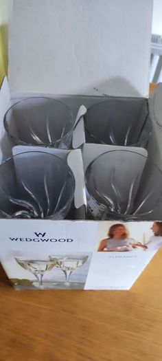 4 Wedgwood Crystal White wine Glasses